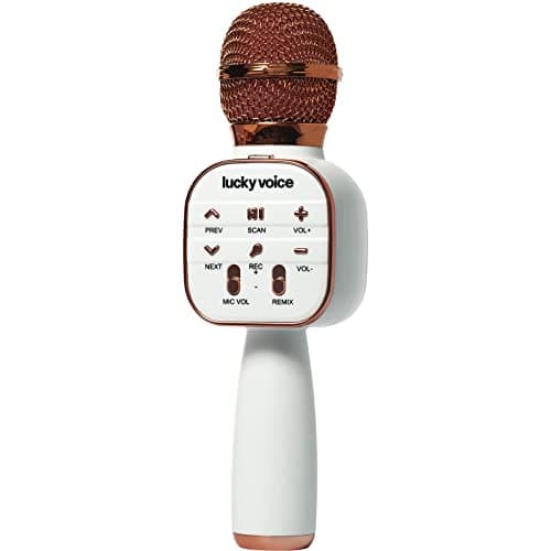 Image of Lucky Voice Wireless Bluetooth Karaoke Microphone, Built-in Speaker, Rose Gold, Portable Mini Karaoke Machine for Adults & Kids, Echo & Voice Changer - 10,000 Songs Free Access