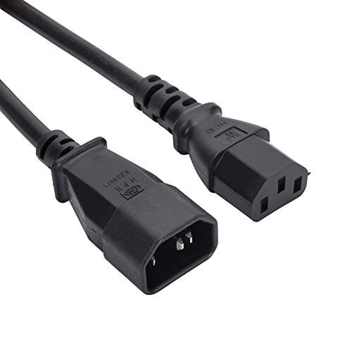 Image of iSynq 0.5m IEC Power Extension Cable Kettle Male to Female UPS Lead C13 - C14 Mains 240V 10A