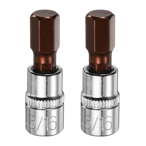 Image of sourcing map 2pcs 5/16" Hex Bit Socket 1/4" Square Drive SAE Extension Impact Bit Power Nut Driver Set S2 & CR-V Steel Socket Ratchet Wrench Bits