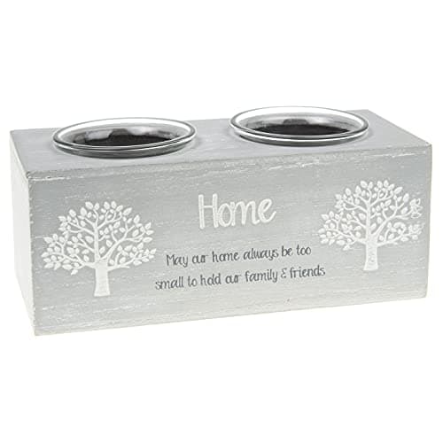 Image of Shudehill Giftware Tree of Life Double Tealight Holder - Home - May our home always be too small to hold our family & friends