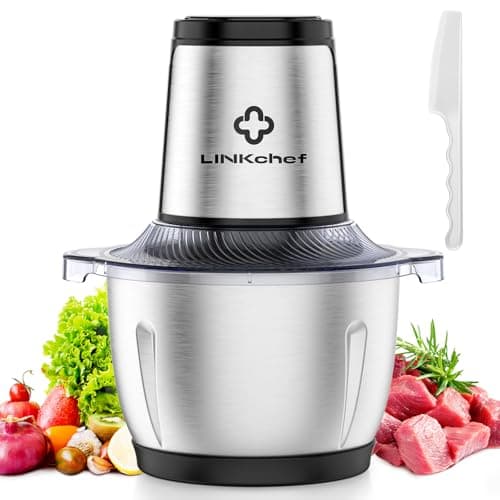 Image of LINKChef Food Processor, Dual-Speed Mini Electric Vegetable Chopper with 1.5L Stainless Steel Bowl, 3-Layer Blades, Small Food Processor for Meat, Onions, Garlic, Nuts, Baby Food, Black