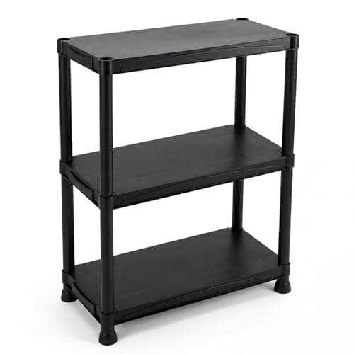 Image of Panana Plastic Shelf Storage Shelves 3/4/5 Tier Garage Shelving Racking Shelf Storage Shelving Unit Utility Rack Shelf for Home Warehouse, Kitchen,Workshops,Garden,Offices (3 Tier)