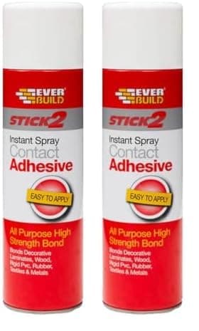 Image of Everbuild Stick 2 All Purpose High Bond Strength Contact Spray Adhesive, 500 ml (Pack of 2)