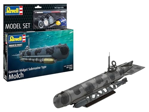Image of Revell 65187 Model Set German Midget Submarine Type Molch 1:72 Scale Unbuilt/Unpainted Plastic Model Kit with Accessories