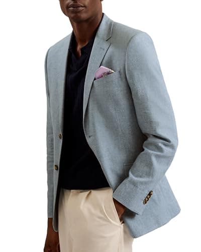 Image of Ted Baker London damaskj-Slim Cotton Linen Blazer, lt-Blue