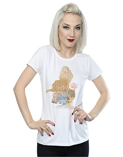 Image of Disney Princess Women's Belle Filled Silhouette T-Shirt Medium White