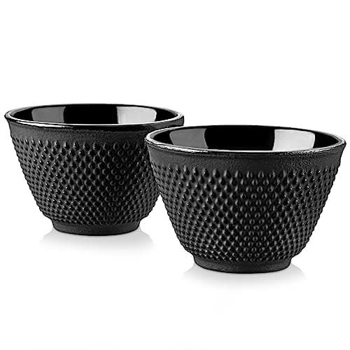 Image of Velaze Iron Tea Cups, Japanese Style Enameled Cast Iron Teacup Set of 2, Polka Dot Iron Retro Cup (120ML)