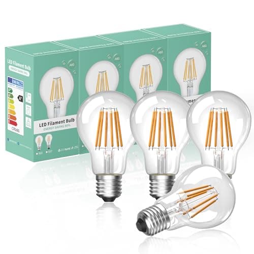 Image of Bonlux 8W E27 Screw Antique Dimmable LED Filament Bulb Warm White 2700K ES A60 GLS Globe LED Vintage Edison Screw Light Bulb Classic 75 Incandescent Equivalent 750lm Energy Saving Bulbs(4-Pack)