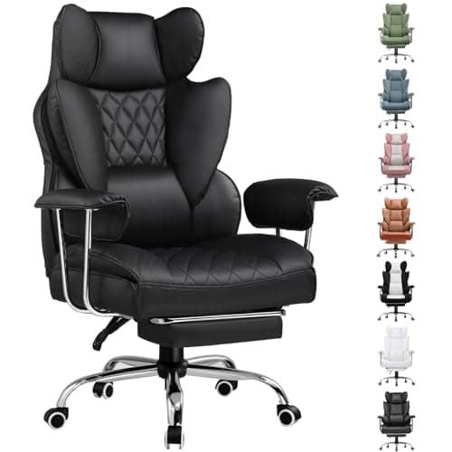 Image of GTPLAYER Gaming Chair, Executive Office Desk Chair with Footrest Ergonomic Heavy Duty High Back Lumbar Support Home Recliner Swivel Computer Chairs, Black
