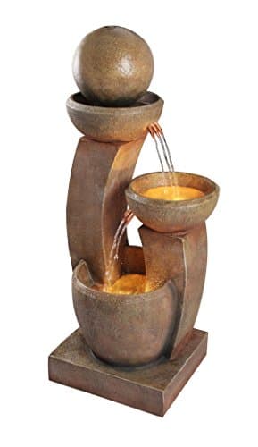 Image of Primrose 109cm 3 Tier Stone Effect Column Friendship Fountain Modern Garden Water Feature with LED Lights