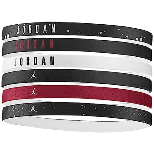Image of Nike Men's Jordan Elastic Sport Headbands 6-Pack – Elastic Sport Headbands for Training, Fitness & Basketball, Black/Black/White, One Size