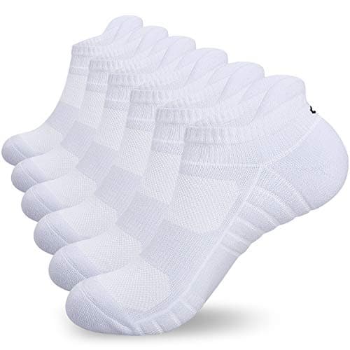 Image of Benirap Trainer Socks Men Women, 6 Pairs Anti Blister Ankle Socks Cushioned Running Socks Breathable Cotton Socks for Waking Hiking Cycling Sports Work