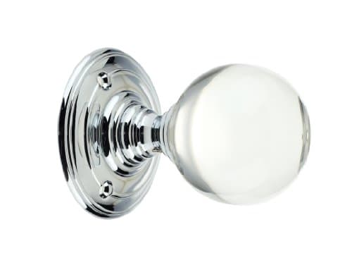 Image of Fulton & Bray Clear Glass Ball Mortice Door Knob Polished Chrome