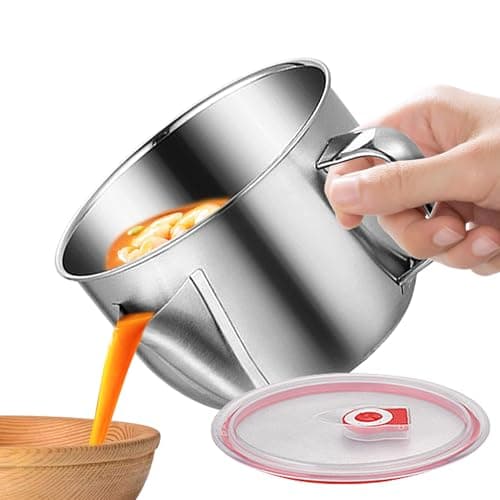Image of Culinarys Gravy Separator – Fat Separator for Gravy, Stainless Steel Strainer with Lid and Handle, Efficiently Remove Excess Oil from Soup Or Food | Kitchen Home Restaurant Cooking Use