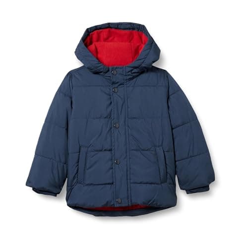 Image of Amazon Essentials Baby Boys' Heavyweight Hooded Puffer Jacket, Navy, 12 Months