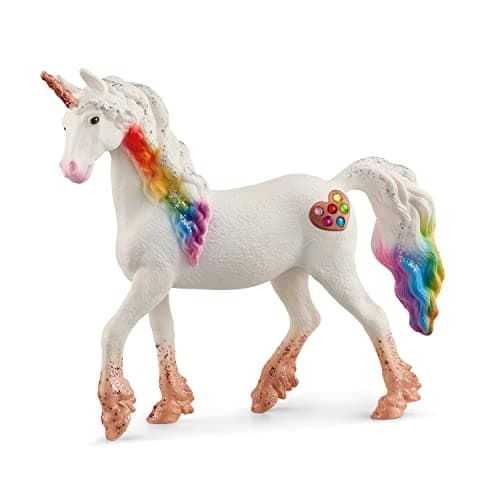 Image of schleich 70726 bayala Mythical Rainbow Love Unicorn Mare Figurine - Featuring Glittery Decorated Details and with Shiny Spiral Horn, Imaginative Fun and Durable Unicorn Gift for Girls and Boys Ages 5+