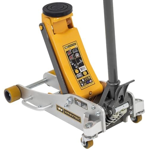 Image of WINNTEC 2 Ton Aluminium & Steel Hydraulic Trolley Jack with 2-Speed Lowering & Turbo Lift, 86mm to 418mm Lifting Height