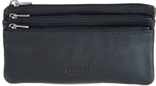 Image of Golunski Nappa Leather 3-Zip Coin Purse – Soft Genuine Leather, Compact Women’s Wallet, 17.5 x 10 cm – UK Brand Since 1953