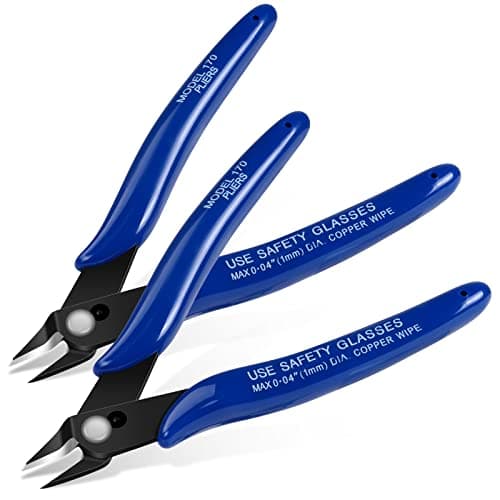 Image of Ainiv 2PCS Micro Wire Cutter, Spring-Loaded Side Cutting Pliers Flush Cutters, Precision Diagonal Cutting Pliers in CRV Steel, Wire Snips for Electrical, Homes, Craft, Jewellery, 3D Print Models-Blue