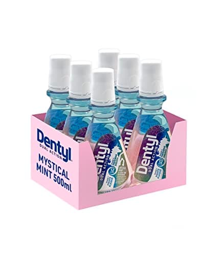 Image of Dentyl Dual Action CPC Mouthwash, 12hrs Fresh Breath & Total Care, Alcohol Free, Unicorn Edition Mystical Mint, 6x500ml