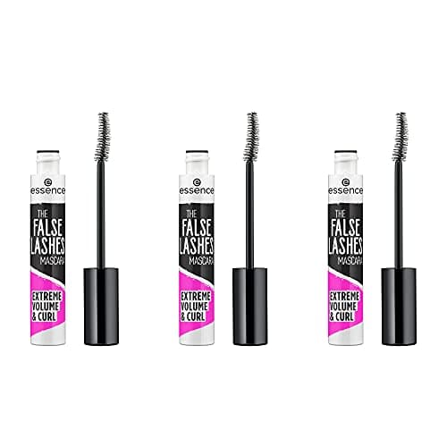 Image of essence THE FALSE LASHES MASCARA EXTREME VOLUME & CURL, mascara, black, curling, volumising, vegan, fragrance-free, pack of 3 (3 x 10 ml)
