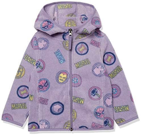 Image of Amazon Essentials Disney | Marvel | Star Wars | Princess Girls' Polar Fleece Full-Zip Hoodie Jackets, Marvel Logo, 11-12 Years