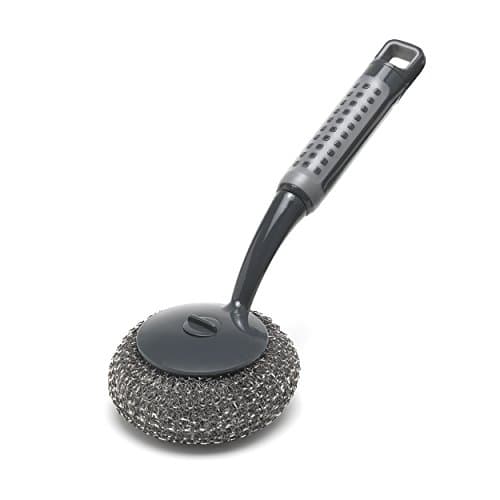 Image of Addis ComfiGrip Long Handled Washing Up Scourer Scrub Brush, Metallic Graphite, 26 x 10 x 12 cm,517706