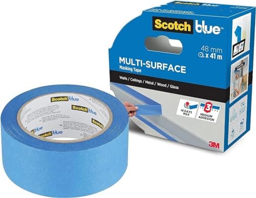 Image of ScotchBlue Multi-Surface Premium Masking Tape, 48mm x 41m, 1 Roll/Pack - Scotch Adhesive Blue Painters Tape, For Painting and Decorating, Indoor & Outdoor, Sticks Well, 100% PEFC