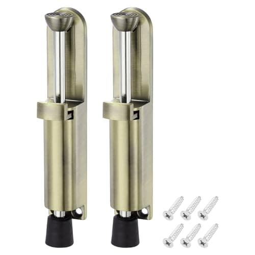 Image of sourcing map 2 Pack Kickdown Door Stop, Spring Loaded Telescopic Door Stopper, Adjustable Door Locks Holder for Distance from the Ground 45mm/1.77", Bronze