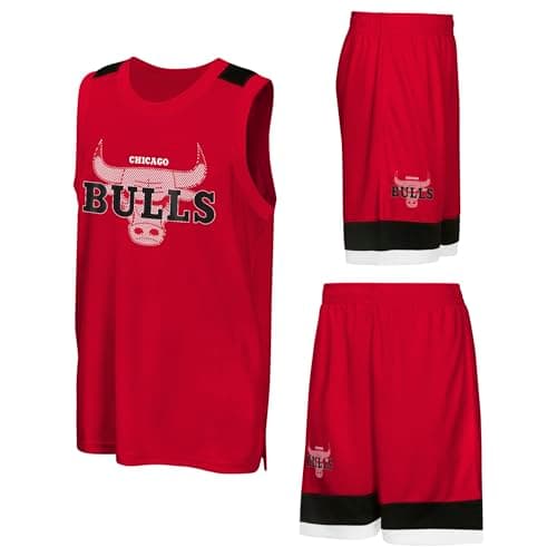 Image of NBA Boys Poly Interlock Tank & Short Set, Red, 12-13 Years EU