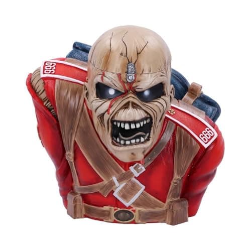 Image of Nemesis Now Iron Maiden The Trooper Bust Box 26.5cm (Large) - Resin - Officially Licensed Iron Maiden - Perfect for Storing Your Personal Effects, Cast in Resin, Expertly Hand Painted