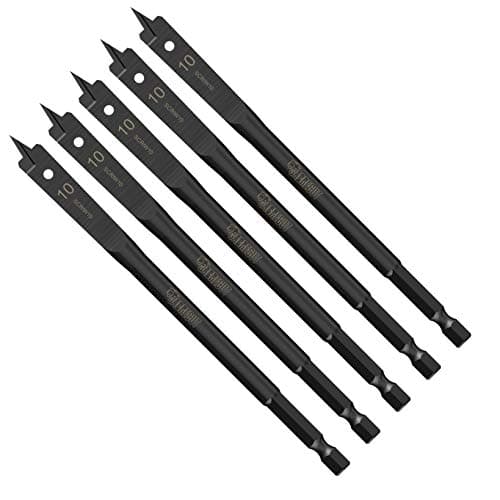 Image of 5 x SabreCut SCRIW10_5 10mm x 152mm Impact Rated Flat Wood Spade Bits for Softwood Hardwood Chipboard