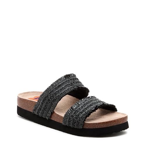 Image of Rocket Dog Aruba Raffia Flip Flops, Open Toe, Cushioned, Black, Size 6 UK