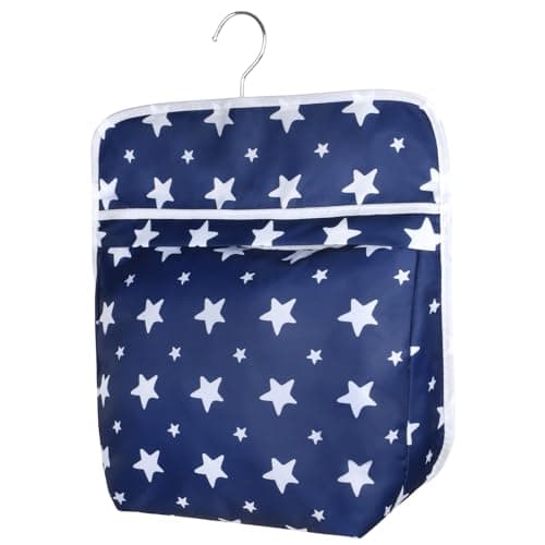 Image of Vicloon Hanging Peg Bag, Hang On The Line Peg Bag with Hanger, Easy Hanging Hook, Reusable Peg Bags for Washing Line, Peg Basket Peg Storage, 30 x 26cm（Star）