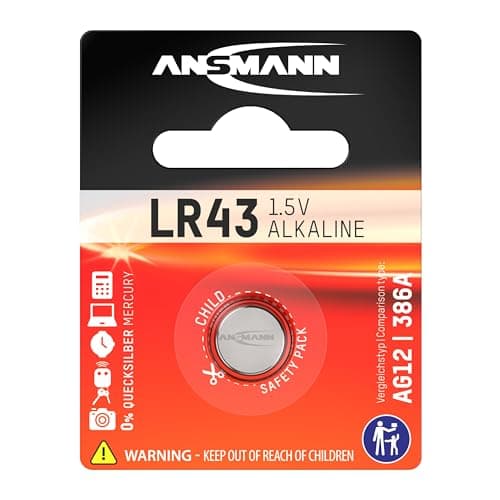 Image of ANSMANN 5015293 LR43 Coin Battery [Pack of 1] Alkaline 1.5V Button Cell