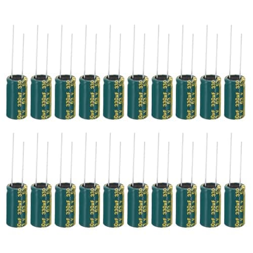 Image of PATIKIL 63V 330uF Electrolytic Capacitors, 20Pcs 10x20mm Aluminum High Frequency Electrolytic Capacitors for TV, LCD Monitor, Refrigerator, Circuit Boards, Green