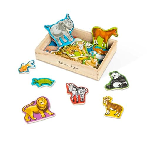 Image of Melissa & Doug Wooden Animal Magnets − Educational Travel Game for Toddlers | Fridge-Friendly Toy | Age 2+ - FSC Certified