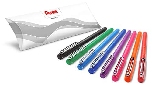 Image of Pentel iZee BX460 Ballpoint Pen Set of 8 Assorted Colours/Casing Colour Equivalent to Writing Colour/Cap with Metal Clip/Stroke Width 0.5 mm/Ball Diameter 1.0 mm