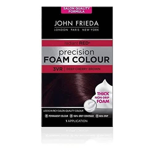 Image of John Frieda Precision Foam Colour 3VR, Deep Cherry Brown Hair Dye, Salon-Finish Deep Cherry Brown Permanent Hair Colour, 100% Grey Coverage