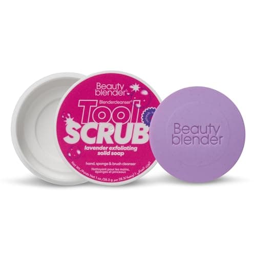Image of Beautyblender Blendercleanser Tool Scrub Solid Cleanser – Lavender Scented Makeup Sponge & Brush Cleansing Bar – Hand, Sponge, and Brush Cleanser, Removes Makeup & Buildup, Travel-Friendly, 1 oz