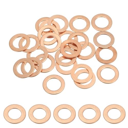 Image of PATIKIL M10 Copper Washer Sealing Ring, 25 Pieces 10mm ID 16mm OD 1mm Thickness Metric Flat Sealing Gasket Crush Washer for Screws Bolt Sump Plugs Oil Drain
