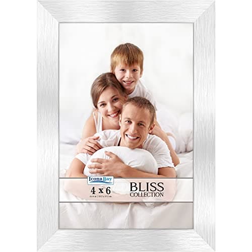 Image of Icona Bay - 4x6 Silver Picture Frame - Modern Style Engineered Wood Frame - Table Top or Wall Mount - Bliss Collection