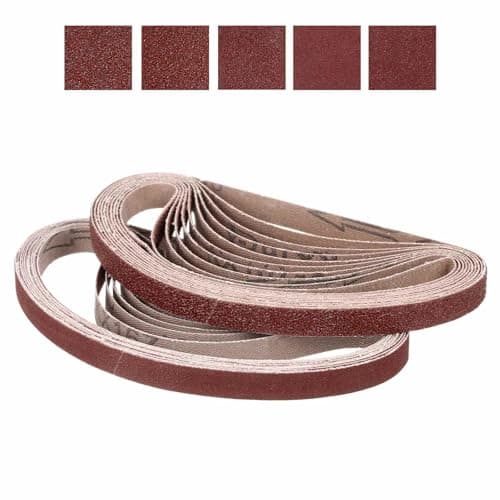 Image of CoCud 13mm x 457mm Sanding Belt, 20 Pcs 60/80/120/180/240 Grit Knife Sharpener Belts Work Sharpening for Belt Sander Knife Carving Tool Metal Working