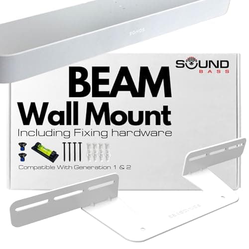 Image of Sound Bass Soundbar Mount For Sonos Beam compatible with Generation 1 & 2 Sonos Beam Sound Bar Includes All Necessary Mounting Hardware, Mounts Bracket, White