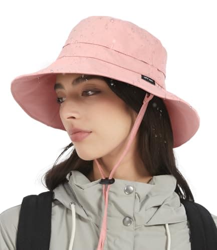 Image of Creekstone Bucket Hat Waterproof Rain Hat for Women Men Sun Hats UPF50+ Packable Summer Hat Hiking Travel Floppy Sun Hat (UK, Alpha, One Size, Pink)