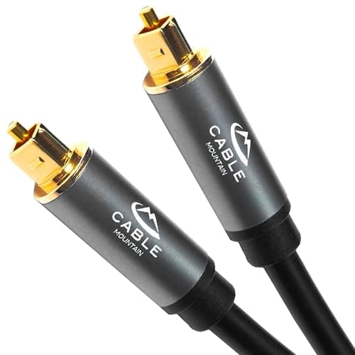 Image of CableMountain Optical Cable 3m, [Alloy Case, 24K Gold-Plated], Digital Optical Audio Cable for Soundbar to TV, Home Theather, PS4, Xbox, Compatible with Samsung/LG/Sony/Philips etc
