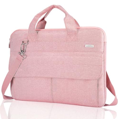 Image of LANDICI Laptop Bag Case 13 13.3 14 inch with Shoulder Strap, Waterproof Computer Sleeve Cover for MacBook Air 13 M1/M2, Macbook Pro 13/14, Dell XPS 13, Acer Hp Chromebook 14, Pink