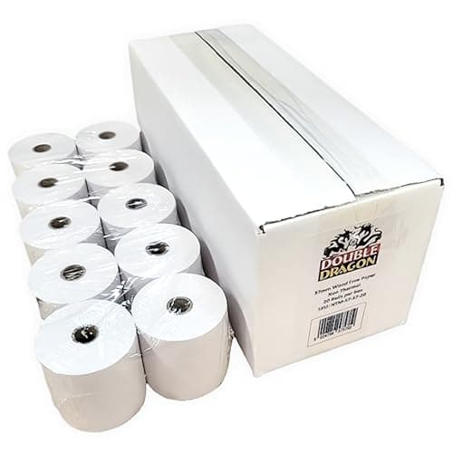 Image of Double Dragon 57x57mm 1-Ply Carbonless Paper Rolls |Non-Thermal for Kitchen Printer, Printing Calculator, Cash Register, Adding Machine, Dot Matrix Impact Printer (20 Rolls)