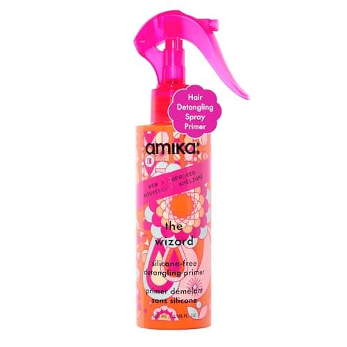 Image of amika the wizard silicone-free detangling primer - all-in-one hair detangling spray + heat protection spray for hair - reduces frizz, hydrates + cuts blow dry time (150 ml)