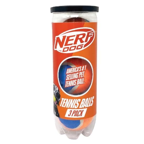 Image of Nerf Dog Pressurized Tennis Balls, 2.5-Inch Non-Squeaker Fetch Toys for Dogs, Blue/Orange (3-Pack)